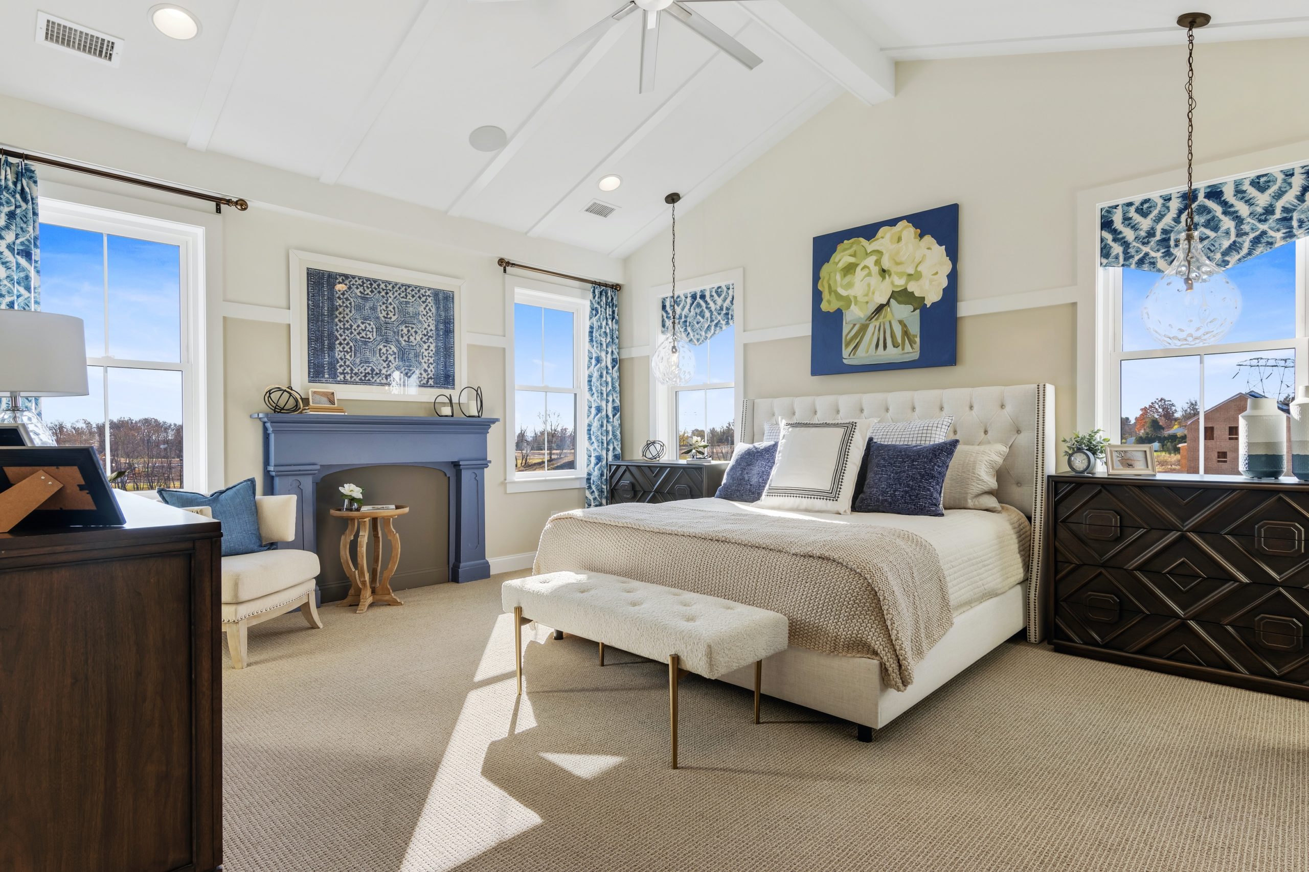 Gacek design group modern farmhouse design style owner's bedroom