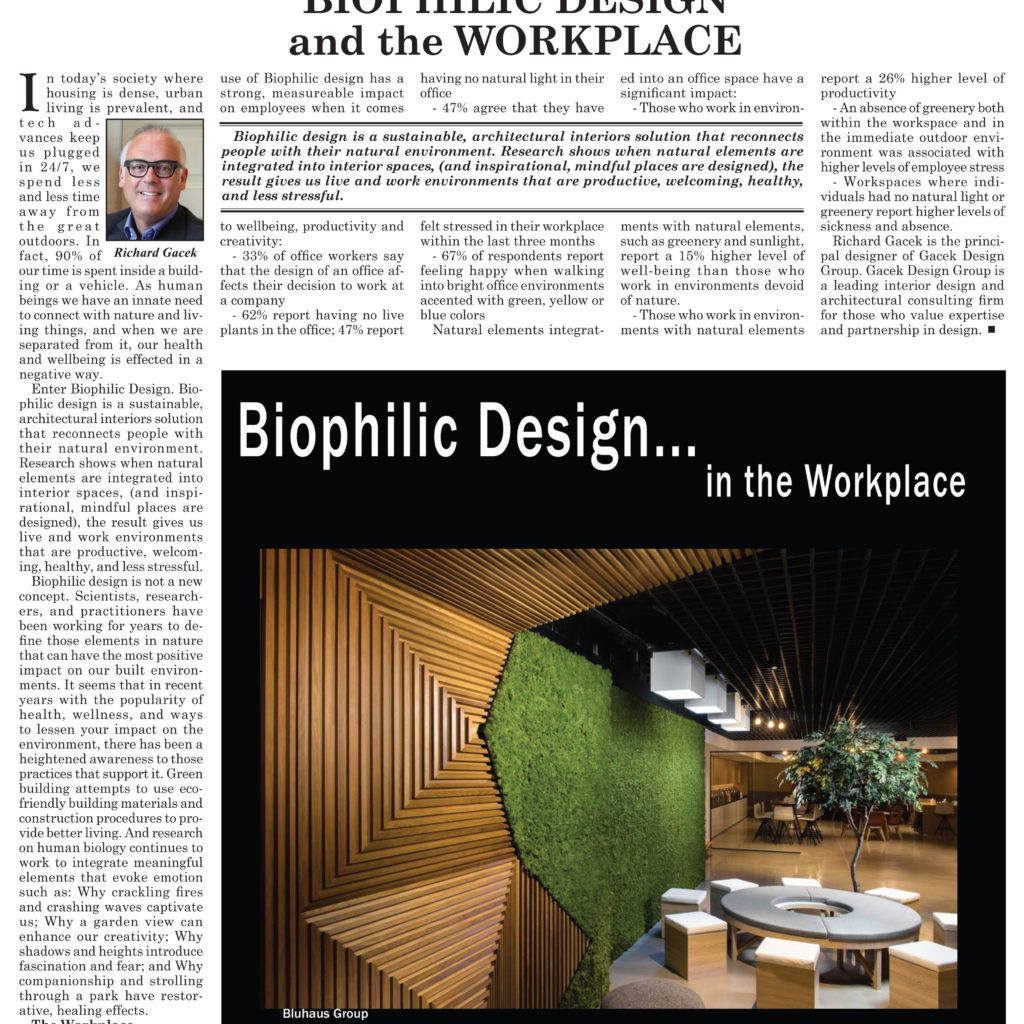 Gacek Design Group - Biophilic Design in the Workplace